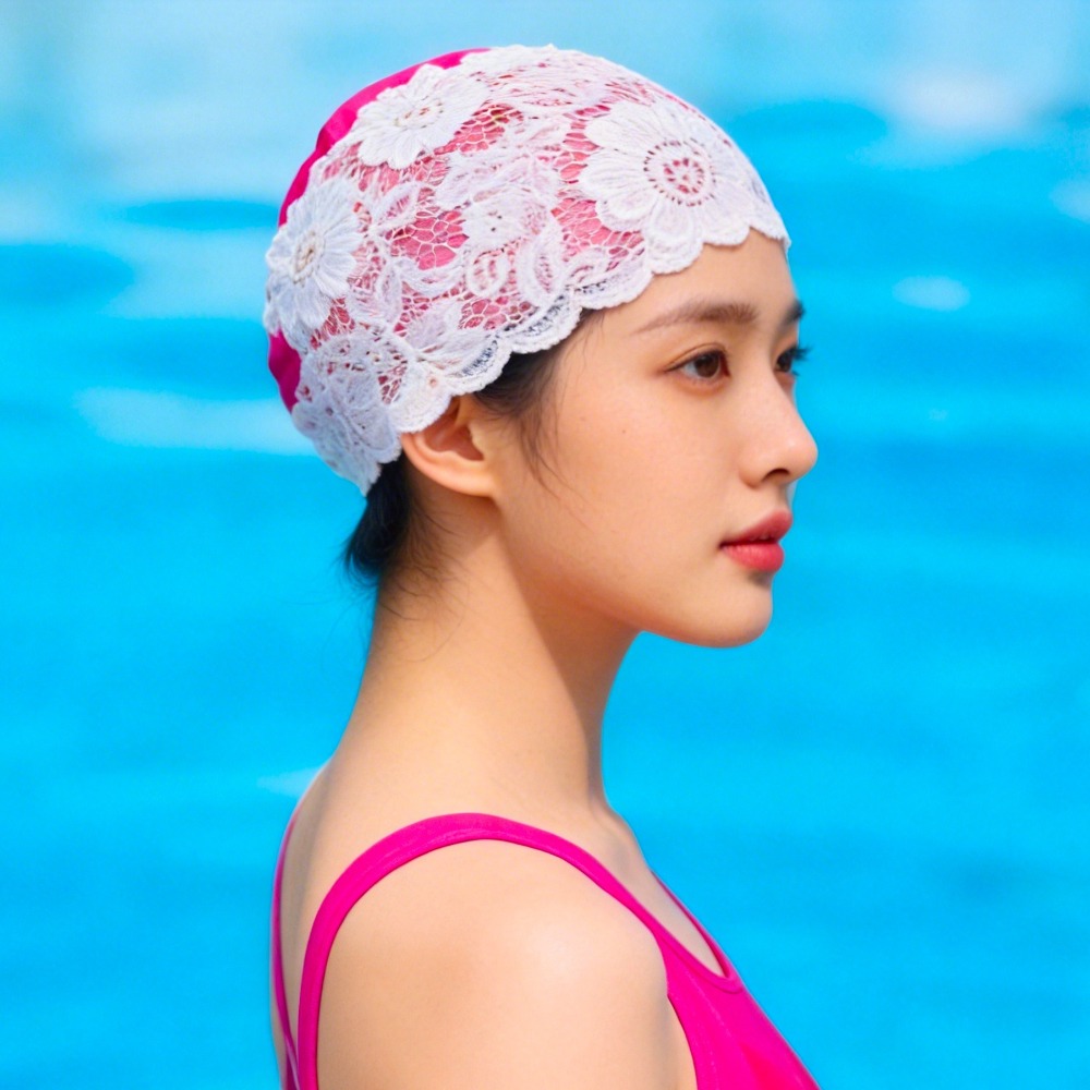 Aquatic Sports Cap - قبعة سباحة نسائية أنيقة لحماية الأذنين،