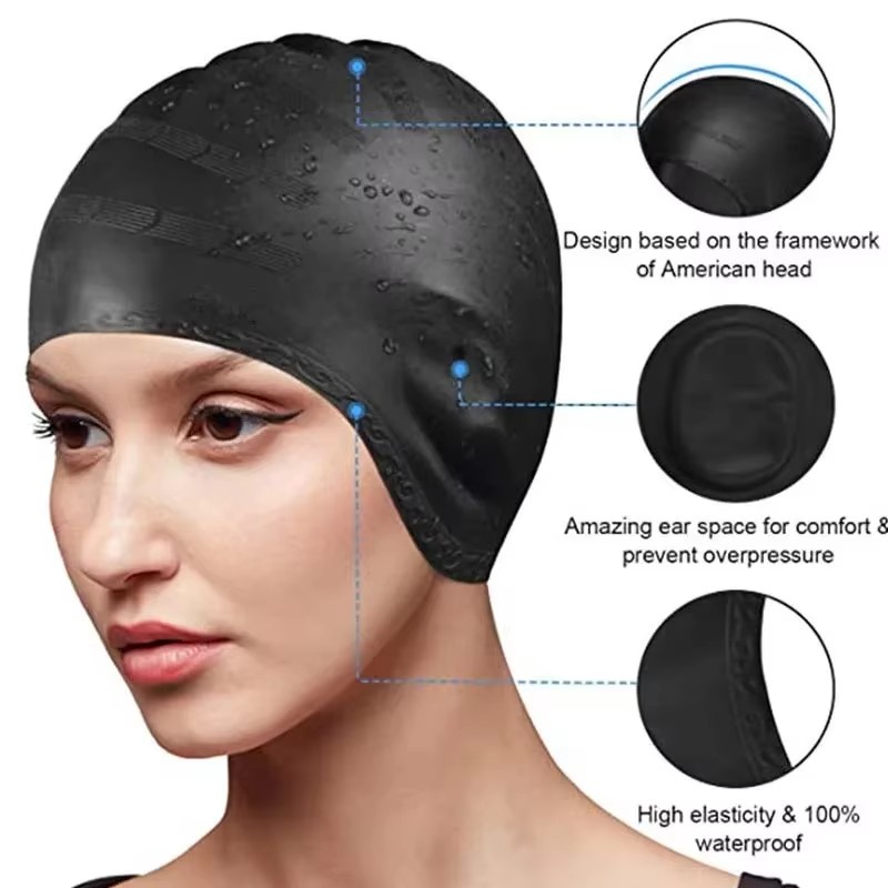 Aquatic Sports Cap - قبعة سباحة مقاومة للماء للجنسين، عالية